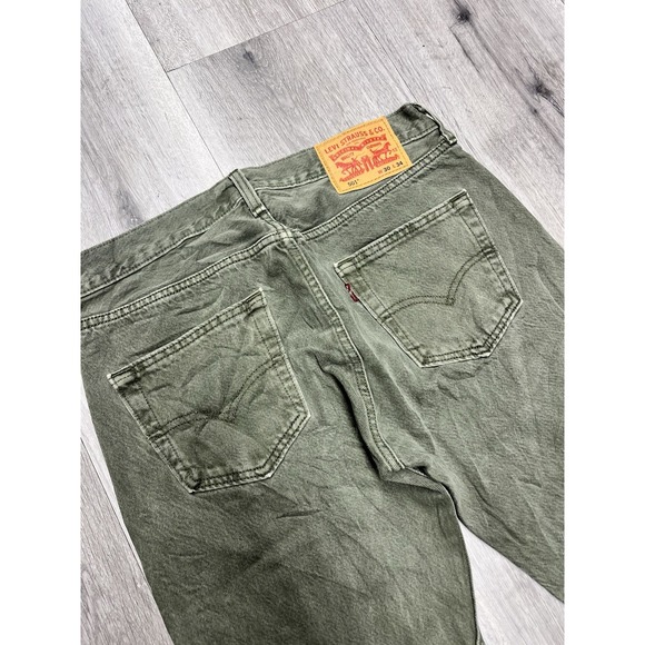 Retro Levi's 501xx Green Denim Button Fly Student Original Fit Jeans Size 30x34 - Picture 3 of 11